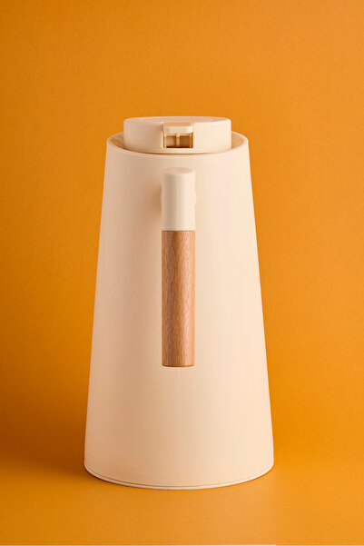 Perotti Aster Nordic Bambu Saplı Cam Vakumlu Termos 1000 ml Krem