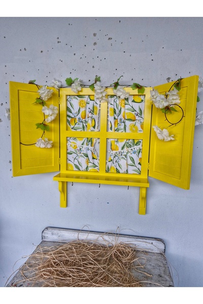 buraxe Sarı ,el yapımı ,dekoratif ahşap panjurlu pencere,balkon,bahçe, kafe d...