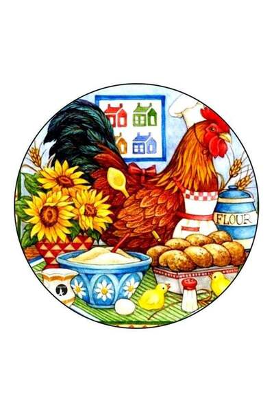 Generic Hen Printed Fridge Magnet Brown/Yellow/Green 5.5cm