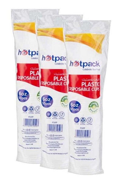 Generic Hotpack Hotpack Disposable Plastic Cup 6 ounce, 50-Pieces Pack of 3
