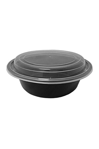 Generic SNH Packing Microwave Container Black Round With Lid 32 Ounces Pack of 12 Pieces.