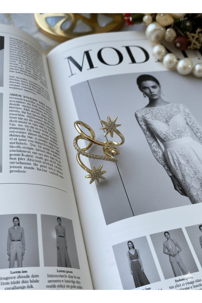 Zuzu Accessory Özel Seri Zirkon Taşlı Kıvrımlı Kuzey Yıldızı Kıkırdak