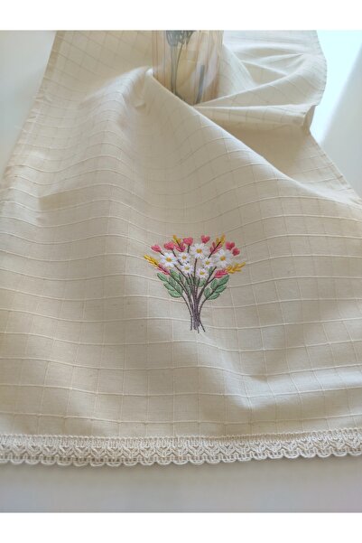 denizli hatırası Buldan Monica Fabric Authentic Natural Embroidered 47X110 cm Runner