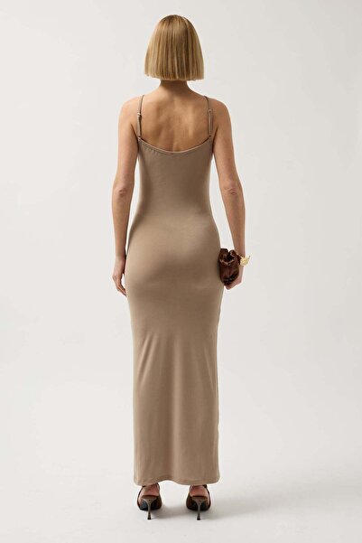 Maxi modena Thin Strap Maxi Beige Dress - m