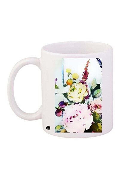 Generic BP Floral Printed Coffee Mug White/Green/Pink