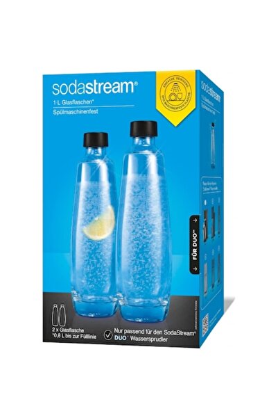 sodastream Set de 2 sticle carbonator, sticlă, 1 l, transparent