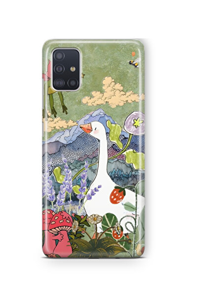 FLAMENKO Samsung Galaxy M51 Kaz ve Doğa İllüstrasyonu Desenli Şeffaf Telefon ...