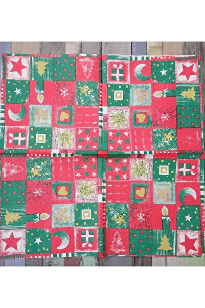 Yenigeldi White Christmas Motif Napkin Christmas Tree Ornaments Illustrated Decorative Appearance