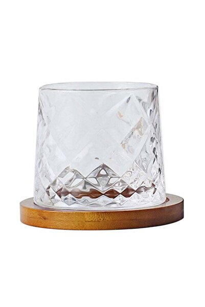 Generic Shuer Round Shape Clear Glass With Round Wooden Base Clear 8.5x11cm
