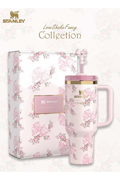 Generic كوب ستانلي لوف شاك فانسي إتش 2.0 فلو ستيت سعة 40 أونصة، وردي جميل، مصنوع من الفولاذ المقاوم للصدأ، مفرغ من الهواء