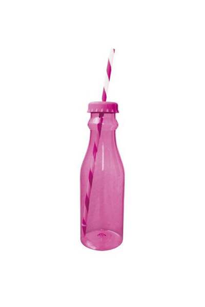 Generic Zak Designs Soda Bottle With Straw White/Fuchsia 700ml