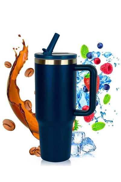 Generic 40 oz Water Bottle with Handle and Flip Straw - Fits in Cup Holder, L...