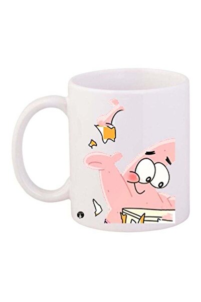 Generic BP Patrick Cartoon Printed Coffee Mug White/Pink/Yellow