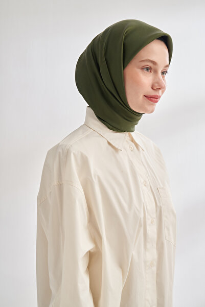 ARMANDA Premium %100 Twill İpek Eşarp Düz Çift Taraflı İpek Silk - Haki