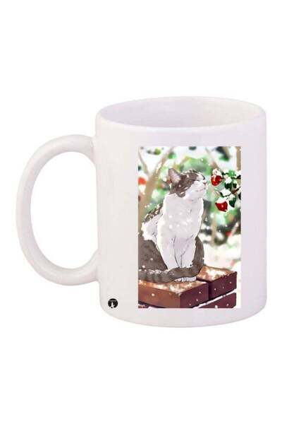 Generic BP Cat Printed Coffee Mug White/Green/Brown