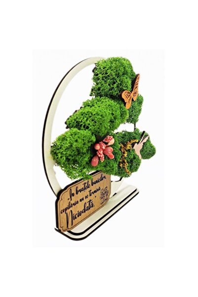 OEM Decorative plaque - Bonsai with stabilized lichens, decorative accents, message for grandparents, 15