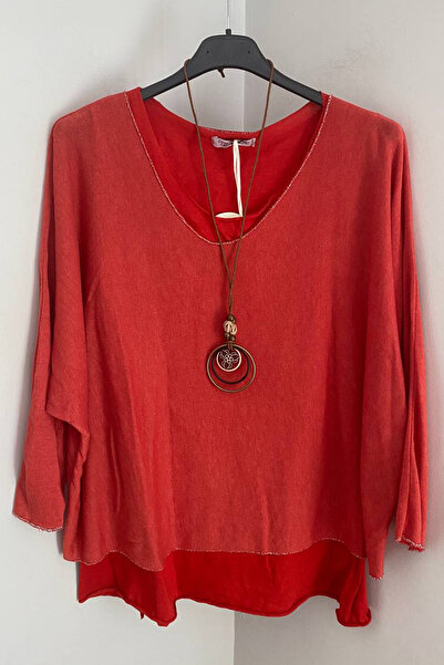 AYASOFYA OTANTIK Women's Italian Pomegranate Flower Color Plain Pattern Collared Cotton Combed Sleeveless Inner Knitwear Blouse 2-Piece Set