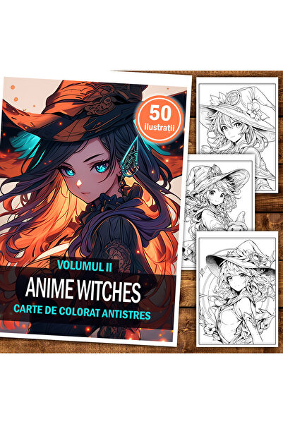Legendary Gifts Carte de colorat, 50 de ilustrații Vrăjitoare Anime
