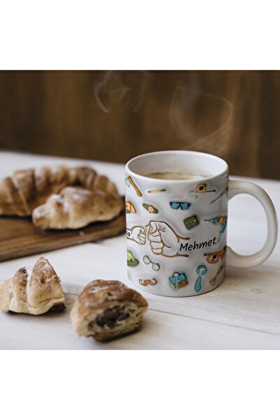 Beramussa Kişiye Özel 3D Efektli Baskı (Kabartmasız) Aile Kupa - Baba ve Çocu...