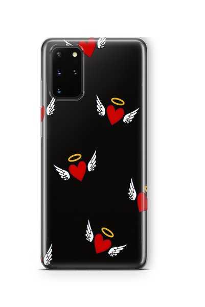 FLAMENKO Samsung Galaxy S20 Plus Compatible Angel Heart Pattern Transparent P...