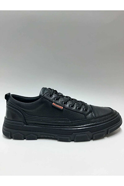 Bulldozer Genuine Leather Lace-Up Flexible Comfortable Rubber Sole Black Winter Men's Shoes