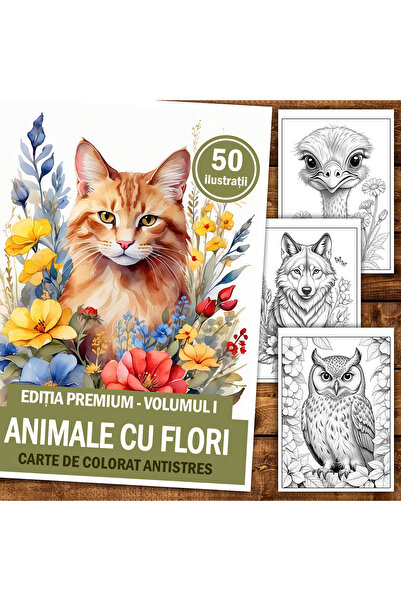 Legendary Gifts Painting book, 50 illustrations Animals with Flowers - Premium Edition - Volume I
