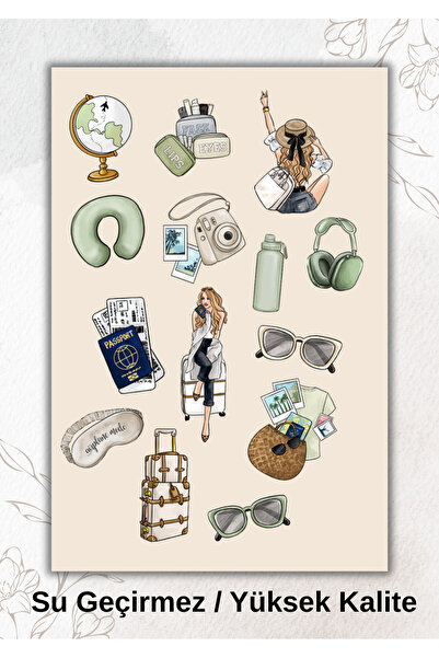 VORACRAFT Travel Girl, Solo Travel Sticker Ajanda Bullet Journal YRM061