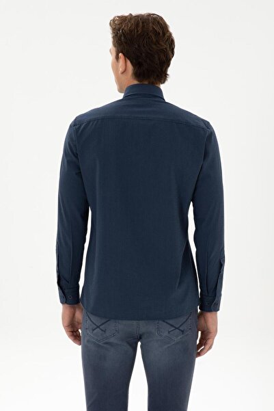 U.S. Polo Assn. Ανδρικό μακρυμάνικο πουκάμισο Navy Blue TEKSPOR223598.5