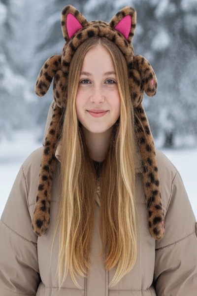 CAŞ DEKORASYON سماعات أذن من القطيفة بنمط الفهد بألوان مختلطة