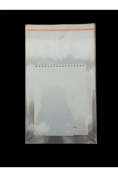 HG Tedarik 100 Adet 20x35 Cm Bantlı Yapışkanlı Şeffaf OPP Jelatin Poşet, Şeffaf Poşet ( 20X30+5)