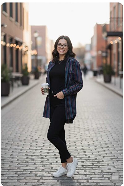 aytenli supradimensionat Cămașă lungă din bumbac, colorată, cu nasturi, cu cr...