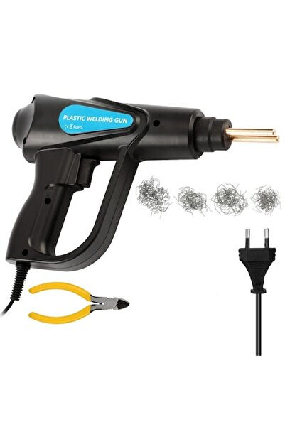 LinePartsBim Kit pistol de sudură din plastic 70W, 200 capse, clește inclus, repara bare de protecție auto din plastic, negru