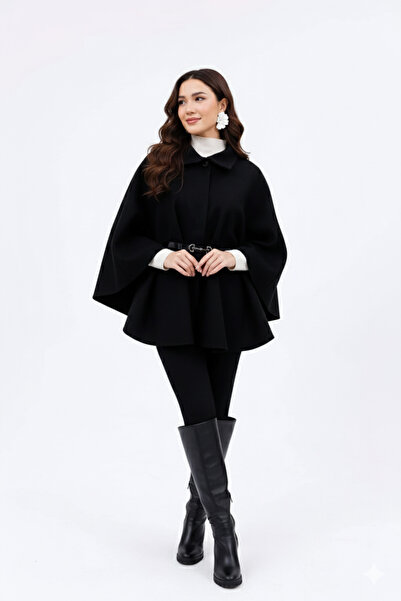 beeke Tunica Poncho/Hijab neagră supradimensionat Nou sezon Confortabil Modern Elegant Combinație Beeke-6172