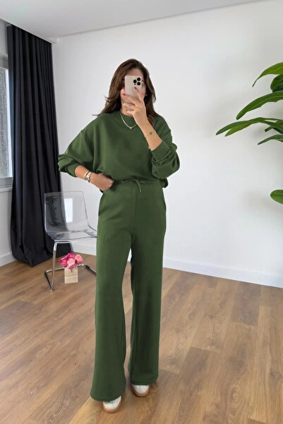 BARLİZ طقم نسائي من القماش القطني الممشط موسمي بأكمام طويلة غير رسمية