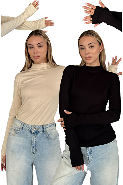 RDK Giyim Γυναικείο Σετ 2 Κομματιών Φορμάκι με λεπτομέρεια στα δάχτυλα - Μπεζ...