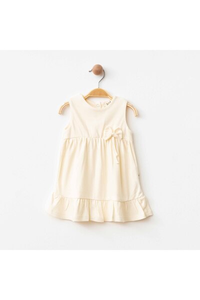 Pasillo Girl's Cotton Dress Gift Baby Girl Bow Dress Purple/Natural/Water Gre...