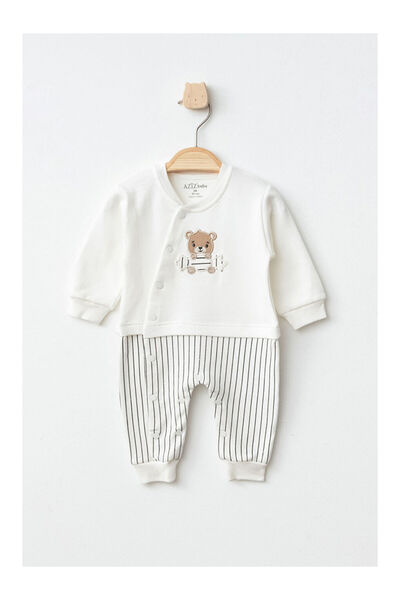 LC Waikiki Baby Boy Animal Embroidered Snap Jumpsuit 0 Month - 6 Months