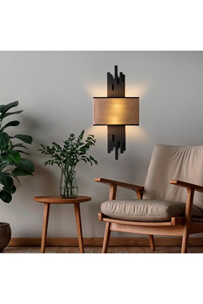 MOİRA Axis Bidirectional Lampshade Headed Sconce Black, Rustic Decorative Metal Single Wall Lamp Axis-15102