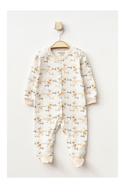 LC Waikiki Baby Girl Snap Fastener Deer Patterned Booties Jumpsuit 0 Months 6...