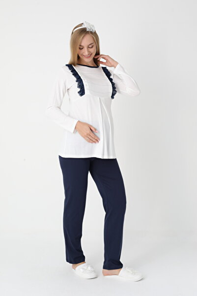 EM&FA TEKSTİL Pregnant Maternity Pajama Set with Robe