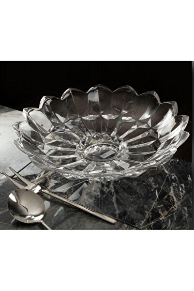 sahane & bazaar KRİSTAL DESENLİ CAM SUNUM VE DEKORATİF TABAK & MEYVELİK & SER...