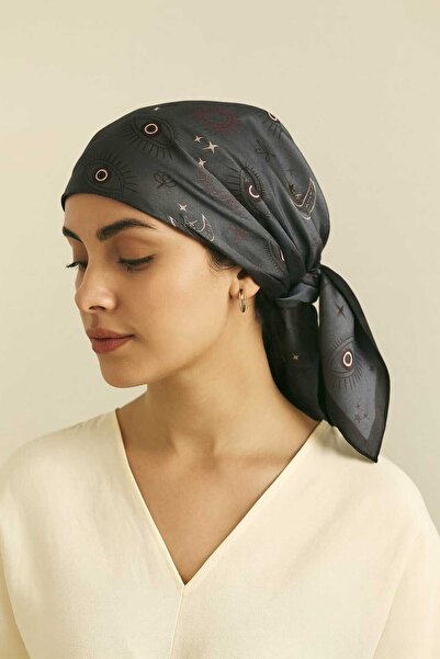 bahia butik aksesuar Astro Patterned Satin Scarf – 50X50 Brown Stylish Women'...