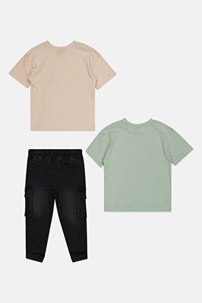 BENCH Toddlers Boy 3 Pieces Short Sleeve Brand Logo Tops And Bottom Set, Multicolor