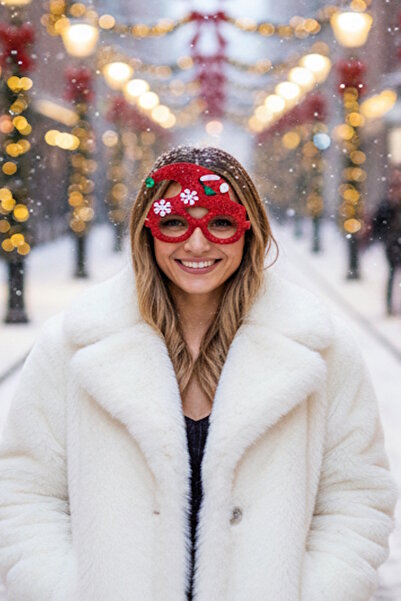 CAŞ DEKORASYON Red Color Christmas Themed Glasses