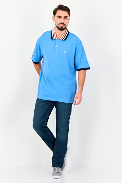 Nautica Men Regular Fit Embroidered Logo Short Sleeve Polo Shirt, Blue