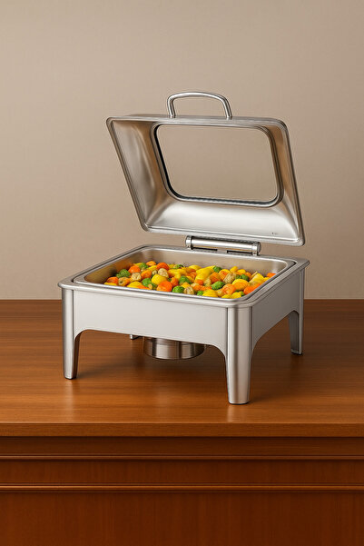 Palaces 6L Silver Square Glass Hole Hydraulic Buffet Heater