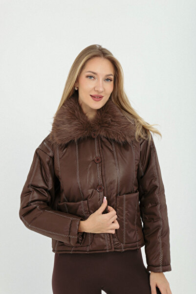 kear bunner Yakası Kürk Detaylı Mont