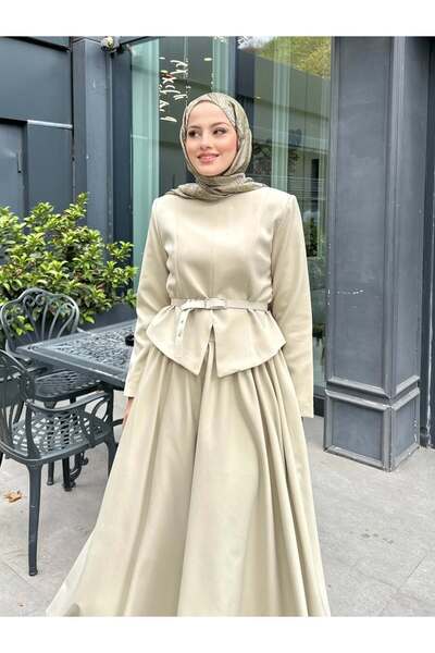 Miraydın Butik Women's Double Crepe Fabric Stylish Jacket and Skirt Set Mold Green - M41420