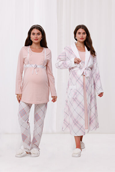 Yulem Homewear Set de 4 piese din bumbac cu model pudrat, cu mâneci lungi, pe...