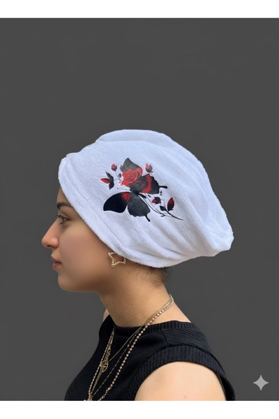 Raska Home Printed Button Elastic Hair Towel, Hair Cap, Makeup Cap, Facial Ca...